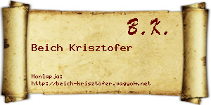 Beich Krisztofer névjegykártya